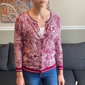 Cardigan- pattern, raspberry and white - Mp